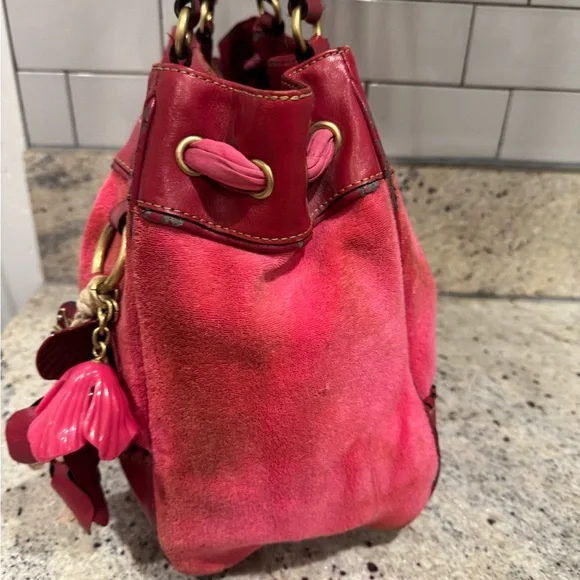 RARE Y2K VINTAGE Juicy Couture Pink Tote Bag velour - Picture 4 of 8